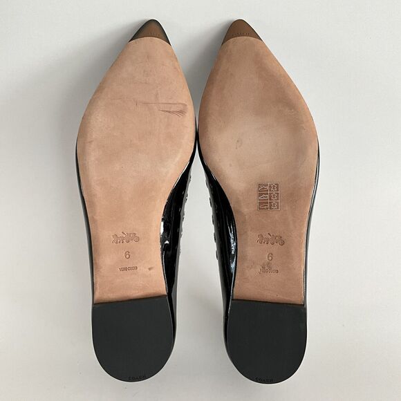 Coach Flats 6M Black All Leather Point-toe Lace-up Front Breathable Grommet - Picture 9 of 12